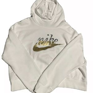 Nike Women’s Cropped Metallic Hoodie Size Medium, Gold & Silver New Without Tags